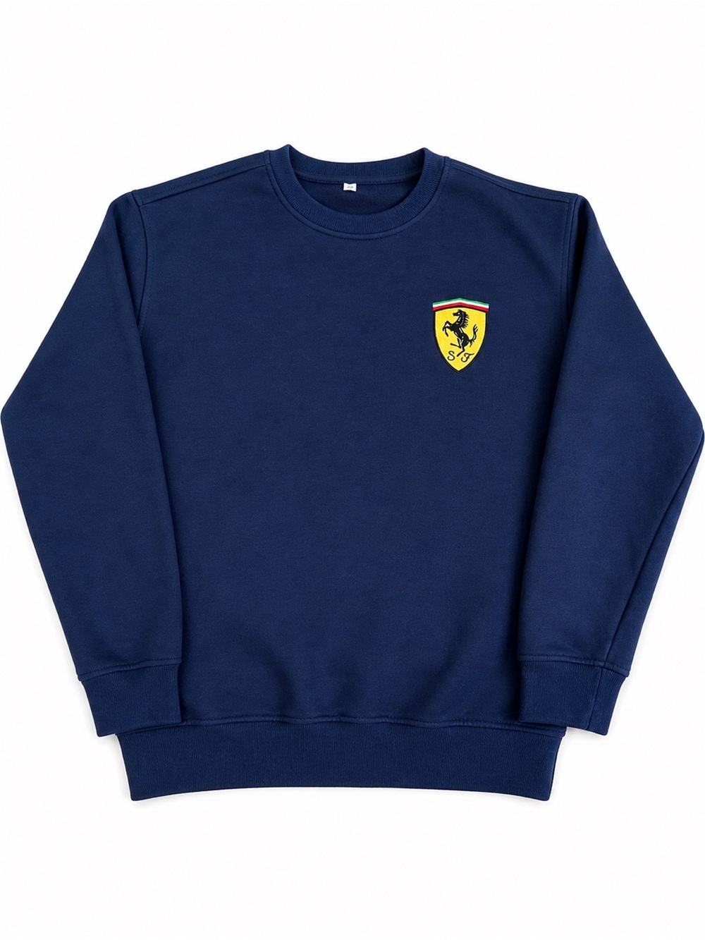 Ferrari Style Black Crewneck Sweatshirt Mens Medium Racing Logo Pullover